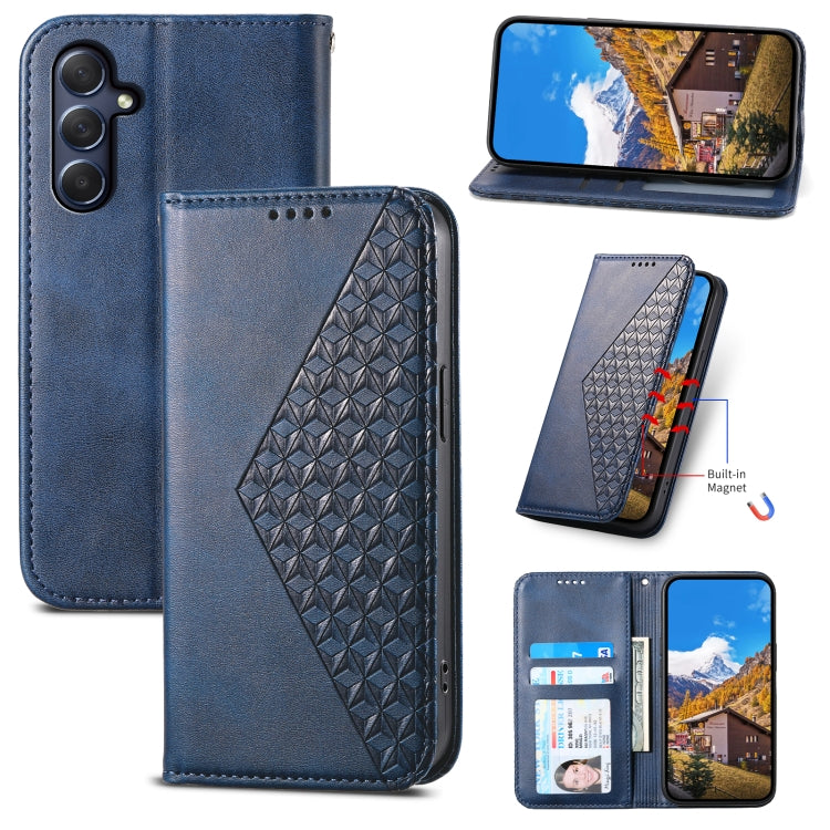 Cubic Grid Calf Texture Magnetic Leather Phone Case, For Samsung Galaxy M54 5G