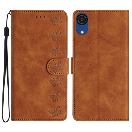 Seven Butterflies Embossed Leather Phone Case, For Samsung Galaxy A04 Core, For Samsung Galaxy S24+ 5G, For Samsung Galaxy A04s, For Samsung Galaxy S23 FE 5G, For Samsung Galaxy A05, For Samsung Galaxy A10 / M10, For Samsung Galaxy A12 5G