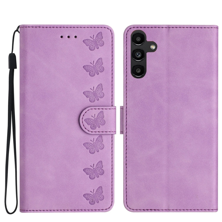 Seven Butterflies Embossed Leather Phone Case, For Samsung Galaxy A13 5G, For Samsung Galaxy A14 5G, For Samsung Galaxy A20 / A30, For Samsung Galaxy S24 5G, For Samsung Galaxy A05s, For Samsung Galaxy A20e, For Samsung Galaxy A20s                     ...