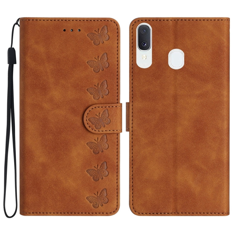 Seven Butterflies Embossed Leather Phone Case, For Samsung Galaxy A13 5G, For Samsung Galaxy A14 5G, For Samsung Galaxy A20 / A30, For Samsung Galaxy S24 5G, For Samsung Galaxy A05s, For Samsung Galaxy A20e, For Samsung Galaxy A20s                     ...