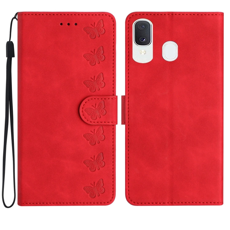 Seven Butterflies Embossed Leather Phone Case, For Samsung Galaxy A13 5G, For Samsung Galaxy A14 5G, For Samsung Galaxy A20 / A30, For Samsung Galaxy S24 5G, For Samsung Galaxy A05s, For Samsung Galaxy A20e, For Samsung Galaxy A20s                     ...
