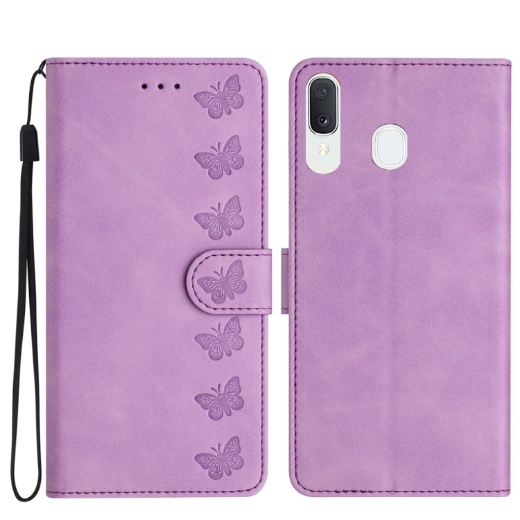 Seven Butterflies Embossed Leather Phone Case, For Samsung Galaxy A13 5G, For Samsung Galaxy A14 5G, For Samsung Galaxy A20 / A30, For Samsung Galaxy S24 5G, For Samsung Galaxy A05s, For Samsung Galaxy A20e, For Samsung Galaxy A20s                     ...