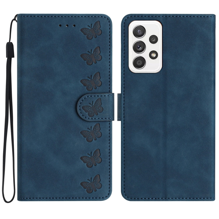 Seven Butterflies Embossed Leather Phone Case, For Samsung Galaxy A22 5G, For Samsung Galaxy A23 5G, For Samsung Galaxy A24 4G, For Samsung Galaxy A32 4G, For Samsung Galaxy A32 5G, For Samsung Galaxy A33 5G, For Samsung Galaxy A34, For Samsung Galaxy A40