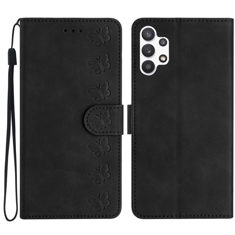Seven Butterflies Embossed Leather Phone Case, For Samsung Galaxy A22 5G, For Samsung Galaxy A23 5G, For Samsung Galaxy A24 4G, For Samsung Galaxy A32 4G, For Samsung Galaxy A32 5G, For Samsung Galaxy A33 5G, For Samsung Galaxy A34, For Samsung Galaxy A40