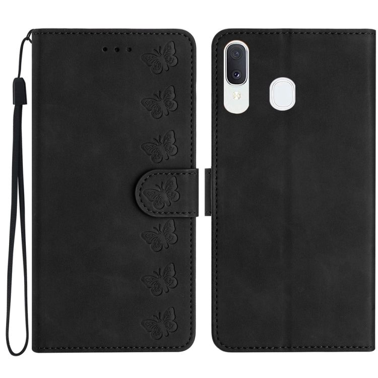 Seven Butterflies Embossed Leather Phone Case, For Samsung Galaxy A22 5G, For Samsung Galaxy A23 5G, For Samsung Galaxy A24 4G, For Samsung Galaxy A32 4G, For Samsung Galaxy A32 5G, For Samsung Galaxy A33 5G, For Samsung Galaxy A34, For Samsung Galaxy A40