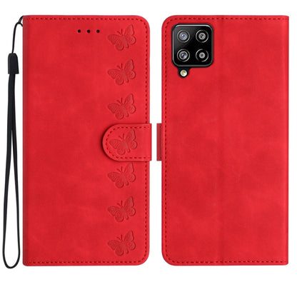 Seven Butterflies Embossed Leather Phone Case, For Samsung Galaxy A41, For Samsung Galaxy A42 5G, For Samsung Galaxy A50, For Samsung Galaxy A51, For Samsung Galaxy A52 5G, For Samsung Galaxy A53, For Samsung Galaxy A54, For Samsung Galaxy A70