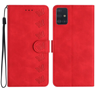Seven Butterflies Embossed Leather Phone Case, For Samsung Galaxy A41, For Samsung Galaxy A42 5G, For Samsung Galaxy A50, For Samsung Galaxy A51, For Samsung Galaxy A52 5G, For Samsung Galaxy A53, For Samsung Galaxy A54, For Samsung Galaxy A70
