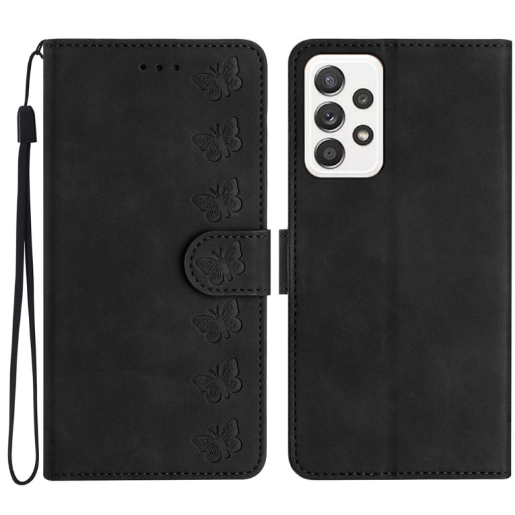 Seven Butterflies Embossed Leather Phone Case, For Samsung Galaxy A41, For Samsung Galaxy A42 5G, For Samsung Galaxy A50, For Samsung Galaxy A51, For Samsung Galaxy A52 5G, For Samsung Galaxy A53, For Samsung Galaxy A54, For Samsung Galaxy A70