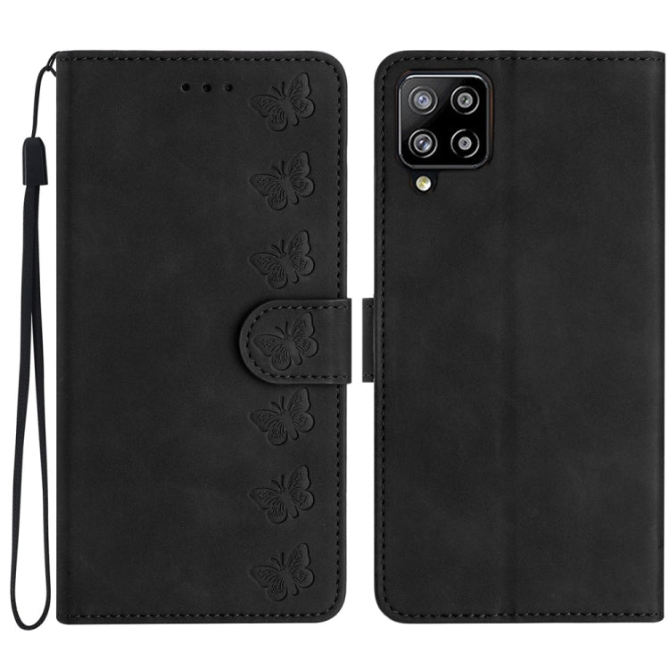 Seven Butterflies Embossed Leather Phone Case, For Samsung Galaxy A71, For Samsung Galaxy A72 5G, For Samsung Galaxy A73 5G, For Samsung Galaxy M23, For Samsung Galaxy M32, For Samsung Galaxy M52 5G, For Samsung Galaxy M53