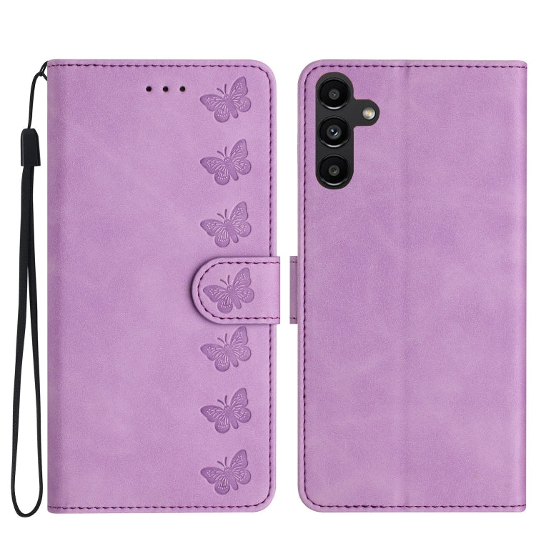 Seven Butterflies Embossed Leather Phone Case, For Samsung Galaxy A13 5G, For Samsung Galaxy A14 5G, For Samsung Galaxy A20 / A30, For Samsung Galaxy S24 5G, For Samsung Galaxy A05s, For Samsung Galaxy A20e, For Samsung Galaxy A20s                     ...