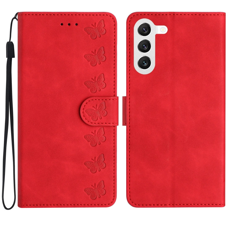 Seven Butterflies Embossed Leather Phone Case, For Samsung Galaxy A13 5G, For Samsung Galaxy A14 5G, For Samsung Galaxy A20 / A30, For Samsung Galaxy S24 5G, For Samsung Galaxy A05s, For Samsung Galaxy A20e, For Samsung Galaxy A20s                     ...