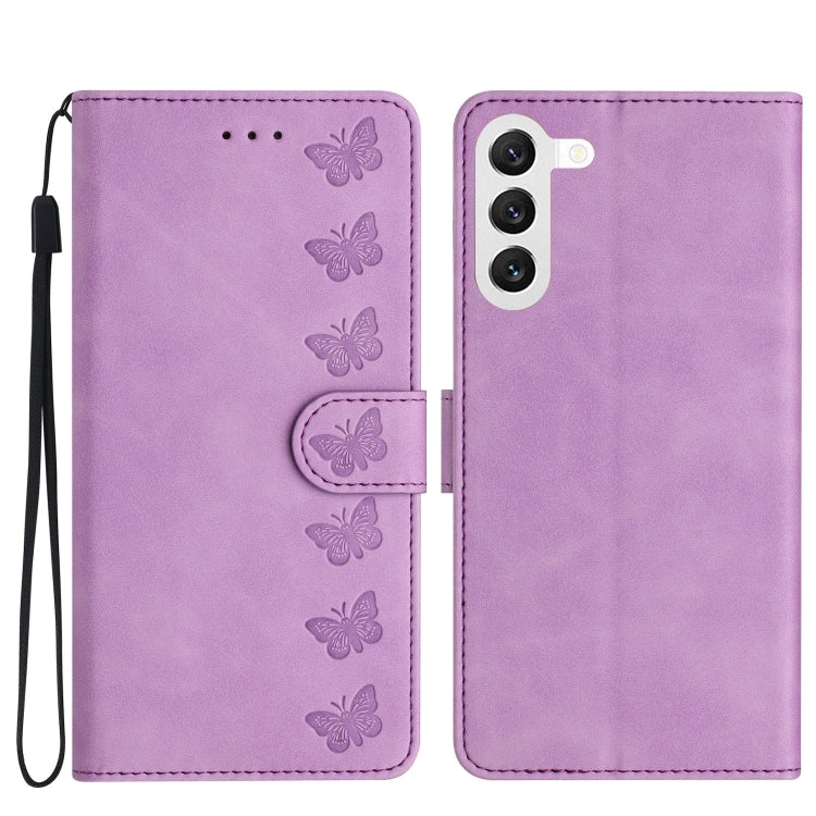 Seven Butterflies Embossed Leather Phone Case, For Samsung Galaxy A13 5G, For Samsung Galaxy A14 5G, For Samsung Galaxy A20 / A30, For Samsung Galaxy S24 5G, For Samsung Galaxy A05s, For Samsung Galaxy A20e, For Samsung Galaxy A20s                     ...