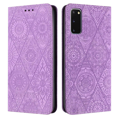 Ethnic Embossed Adsorption Leather Phone Case, For Samsung Galaxy S20, For Samsung Galaxy S20+, For Samsung Galaxy S20 FE, For Samsung Galaxy S20 Ultra, For Samsung Galaxy A02s 166mm, For Samsung Galaxy A03s 166mm, For Samsung Galaxy A12 5G            ...
