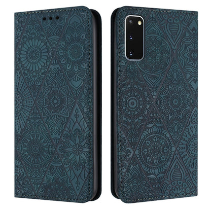Ethnic Embossed Adsorption Leather Phone Case, For Samsung Galaxy S20, For Samsung Galaxy S20+, For Samsung Galaxy S20 FE, For Samsung Galaxy S20 Ultra, For Samsung Galaxy A02s 166mm, For Samsung Galaxy A03s 166mm, For Samsung Galaxy A12 5G            ...