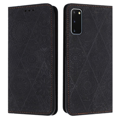Ethnic Embossed Adsorption Leather Phone Case, For Samsung Galaxy S20, For Samsung Galaxy S20+, For Samsung Galaxy S20 FE, For Samsung Galaxy S20 Ultra, For Samsung Galaxy A02s 166mm, For Samsung Galaxy A03s 166mm, For Samsung Galaxy A12 5G            ...