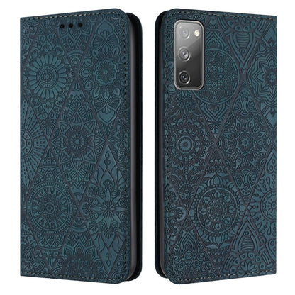Ethnic Embossed Adsorption Leather Phone Case, For Samsung Galaxy S20, For Samsung Galaxy S20+, For Samsung Galaxy S20 FE, For Samsung Galaxy S20 Ultra, For Samsung Galaxy A02s 166mm, For Samsung Galaxy A03s 166mm, For Samsung Galaxy A12 5G            ...