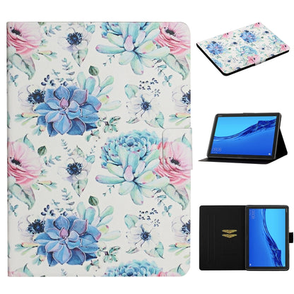 Flower Pattern Horizontal Flip Leather Case with Card Slots & Holder, For Huawei MediaPad M5 lite 10.1, For Huawei MediaPad T5, For Lenovo Tab M10, For Lenovo Tab M10 Plus, For Samsung Galaxy Tab A 8.0 2019, For Samsung Galaxy Tab A 10.1 (2019)        ...