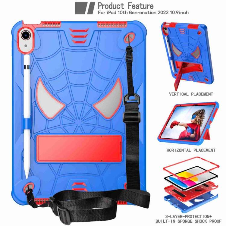 Spider Texture Silicone Hybrid PC Tablet Case with Shoulder Strap, For iPad 10th Gen 10.9 2022, For iPad Pro 11 2021 / Air 5 10.9, For iPad 10.2 2021 / 2020 / 2019, For iPad mini 6