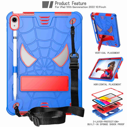 Spider Texture Silicone Hybrid PC Tablet Case with Shoulder Strap, For iPad 10th Gen 10.9 2022, For iPad Pro 11 2021 / Air 5 10.9, For iPad 10.2 2021 / 2020 / 2019, For iPad mini 6