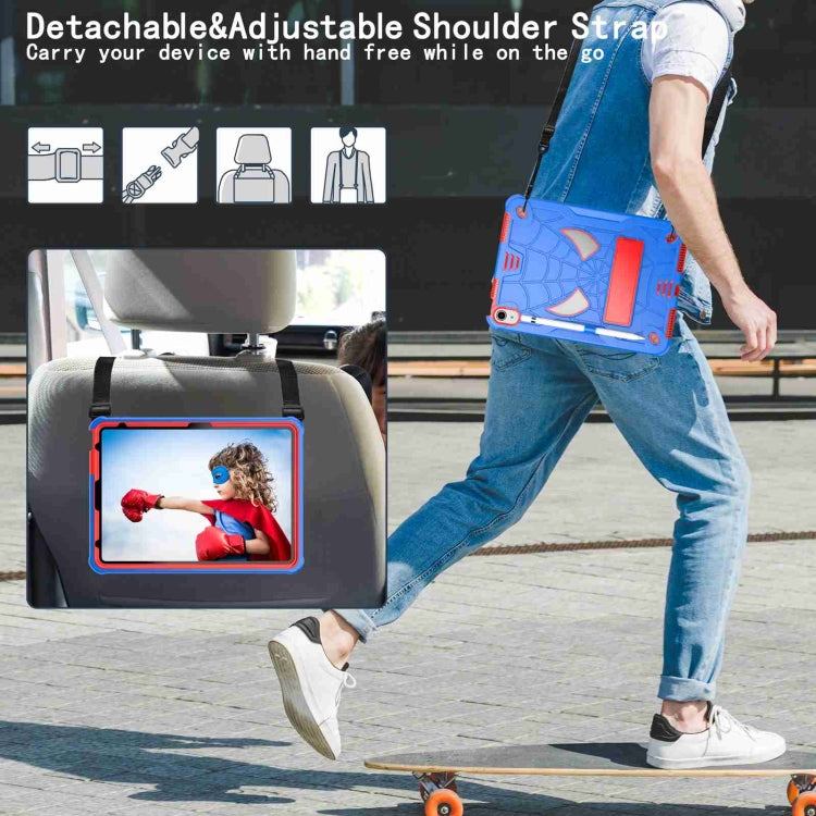 Spider Texture Silicone Hybrid PC Tablet Case with Shoulder Strap, For iPad 10th Gen 10.9 2022, For iPad Pro 11 2021 / Air 5 10.9, For iPad 10.2 2021 / 2020 / 2019, For iPad mini 6