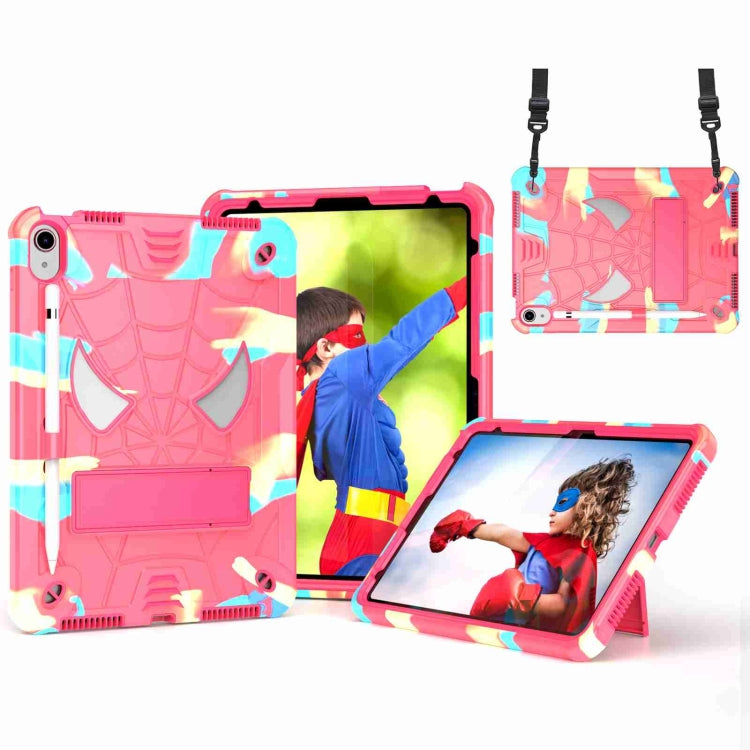 Spider Texture Silicone Hybrid PC Tablet Case with Shoulder Strap, For iPad 10th Gen 10.9 2022, For iPad Pro 11 2021 / Air 5 10.9, For iPad 10.2 2021 / 2020 / 2019, For iPad mini 6