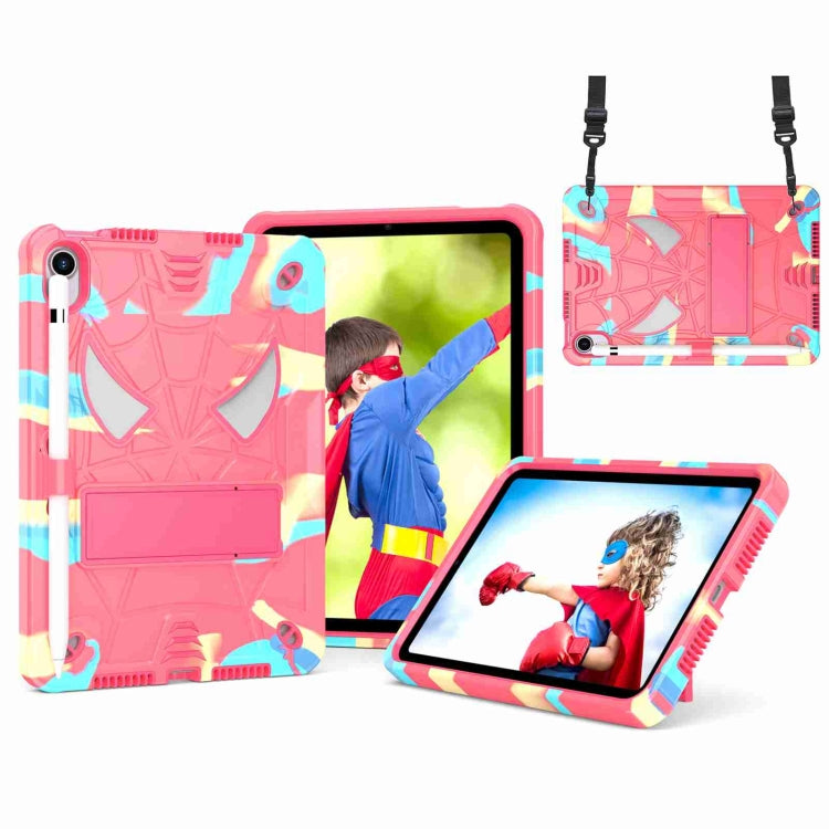 Spider Texture Silicone Hybrid PC Tablet Case with Shoulder Strap, For iPad 10th Gen 10.9 2022, For iPad Pro 11 2021 / Air 5 10.9, For iPad 10.2 2021 / 2020 / 2019, For iPad mini 6