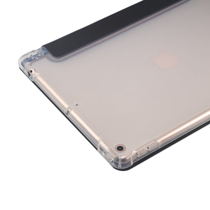 3-folding Electric Pressed Skin Texture Horizontal Flip Shockproof Transparent TPU + PU Leather Case with Holder & Pen Slot & Sleep / Wake-up Function, For iPad 10.2 2021 / 2020 / 2019