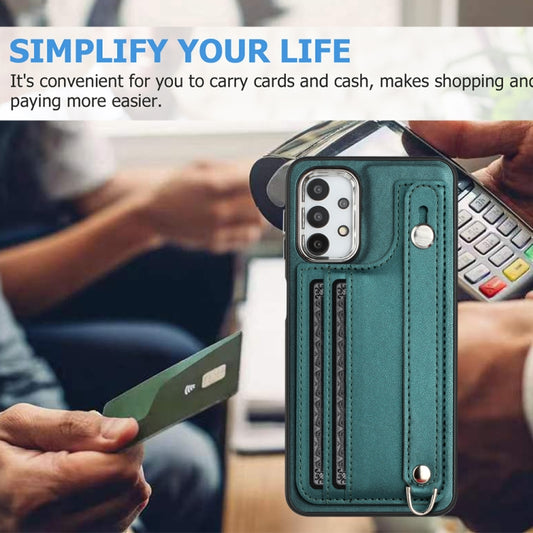 Shockproof Leather Phone Case with Wrist Strap, For Samsung Galaxy A23 4G / F23 5G / M23 5G, For Samsung Galaxy A53 5G, For Samsung Galaxy A73 5G, For Samsung Galaxy A33 5G, For Samsung Galaxy A13 4G, For Samsung Galaxy S22 Ultra 5G                    ...
