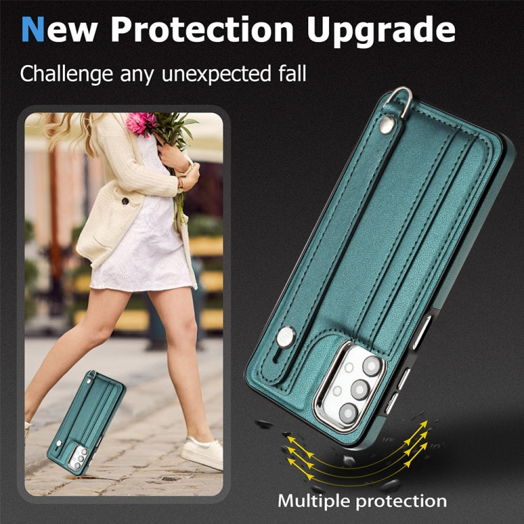 Shockproof Leather Phone Case with Wrist Strap, For Samsung Galaxy A23 4G / F23 5G / M23 5G, For Samsung Galaxy A53 5G, For Samsung Galaxy A73 5G, For Samsung Galaxy A33 5G, For Samsung Galaxy A13 4G, For Samsung Galaxy S22 Ultra 5G                    ...