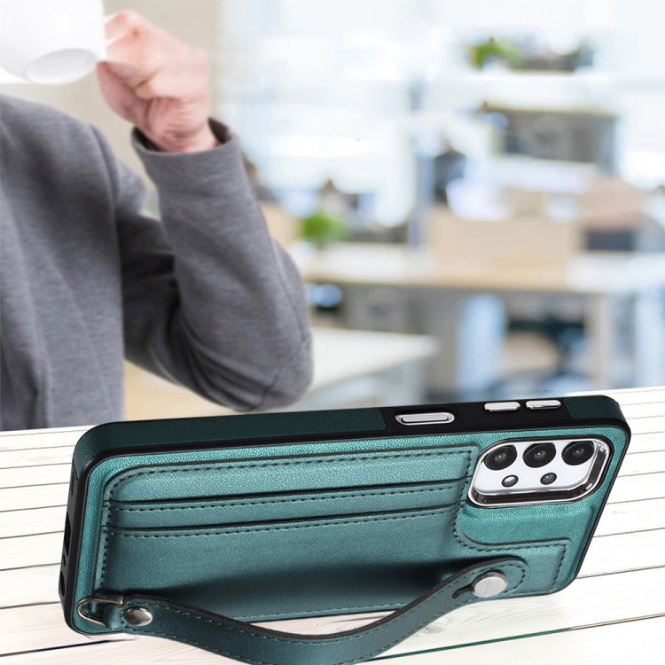 Shockproof Leather Phone Case with Wrist Strap, For Samsung Galaxy A23 4G / F23 5G / M23 5G, For Samsung Galaxy A53 5G, For Samsung Galaxy A73 5G, For Samsung Galaxy A33 5G, For Samsung Galaxy A13 4G, For Samsung Galaxy S22 Ultra 5G                    ...