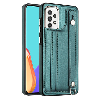 Shockproof Leather Phone Case with Wrist Strap, For Samsung Galaxy A23 4G / F23 5G / M23 5G, For Samsung Galaxy A53 5G, For Samsung Galaxy A73 5G, For Samsung Galaxy A33 5G, For Samsung Galaxy A13 4G, For Samsung Galaxy S22 Ultra 5G                    ...