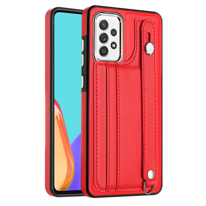 Shockproof Leather Phone Case with Wrist Strap, For Samsung Galaxy A23 4G / F23 5G / M23 5G, For Samsung Galaxy A53 5G, For Samsung Galaxy A73 5G, For Samsung Galaxy A33 5G, For Samsung Galaxy A13 4G, For Samsung Galaxy S22 Ultra 5G                    ...
