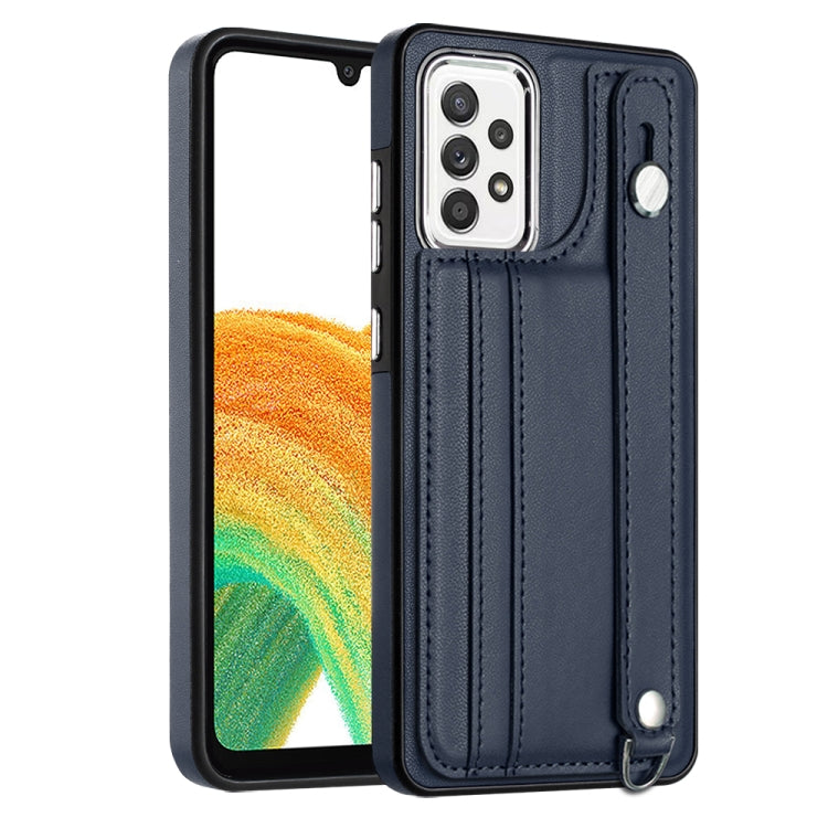 Shockproof Leather Phone Case with Wrist Strap, For Samsung Galaxy A23 4G / F23 5G / M23 5G, For Samsung Galaxy A53 5G, For Samsung Galaxy A73 5G, For Samsung Galaxy A33 5G, For Samsung Galaxy A13 4G, For Samsung Galaxy S22 Ultra 5G                    ...