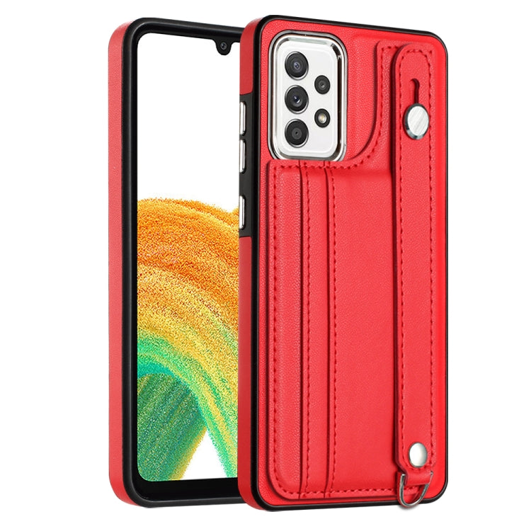 Shockproof Leather Phone Case with Wrist Strap, For Samsung Galaxy A23 4G / F23 5G / M23 5G, For Samsung Galaxy A53 5G, For Samsung Galaxy A73 5G, For Samsung Galaxy A33 5G, For Samsung Galaxy A13 4G, For Samsung Galaxy S22 Ultra 5G                    ...