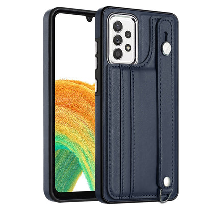 Shockproof Leather Phone Case with Wrist Strap, For Samsung Galaxy A23 4G / F23 5G / M23 5G, For Samsung Galaxy A53 5G, For Samsung Galaxy A73 5G, For Samsung Galaxy A33 5G, For Samsung Galaxy A13 4G, For Samsung Galaxy S22 Ultra 5G                    ...