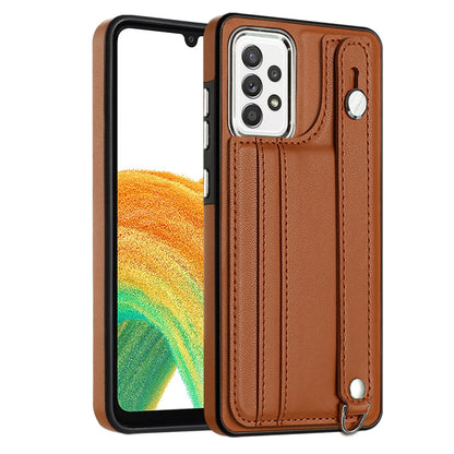 Shockproof Leather Phone Case with Wrist Strap, For Samsung Galaxy A23 4G / F23 5G / M23 5G, For Samsung Galaxy A53 5G, For Samsung Galaxy A73 5G, For Samsung Galaxy A33 5G, For Samsung Galaxy A13 4G, For Samsung Galaxy S22 Ultra 5G                    ...