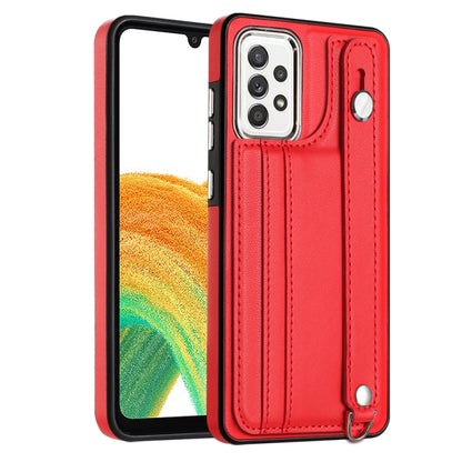 Shockproof Leather Phone Case with Wrist Strap, For Samsung Galaxy A23 4G / F23 5G / M23 5G, For Samsung Galaxy A53 5G, For Samsung Galaxy A73 5G, For Samsung Galaxy A33 5G, For Samsung Galaxy A13 4G, For Samsung Galaxy S22 Ultra 5G                    ...
