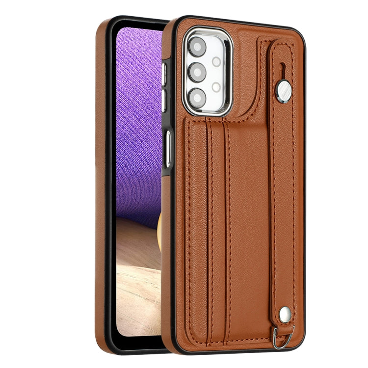 Shockproof Leather Phone Case with Wrist Strap, For Samsung Galaxy A23 4G / F23 5G / M23 5G, For Samsung Galaxy A53 5G, For Samsung Galaxy A73 5G, For Samsung Galaxy A33 5G, For Samsung Galaxy A13 4G, For Samsung Galaxy S22 Ultra 5G                    ...