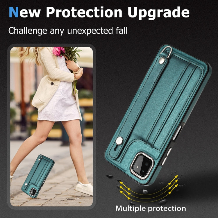 Shockproof Leather Phone Case with Wrist Strap, For Samsung Galaxy A22 5G, For Samsung Galaxy S21 FE 5G, For Samsung Galaxy A32 4G, For Samsung Galaxy A72 4G / A72 5G, For Samsung Galaxy A52 4G / A52 5G, For Samsung Galaxy A12 4G / M12                 ...