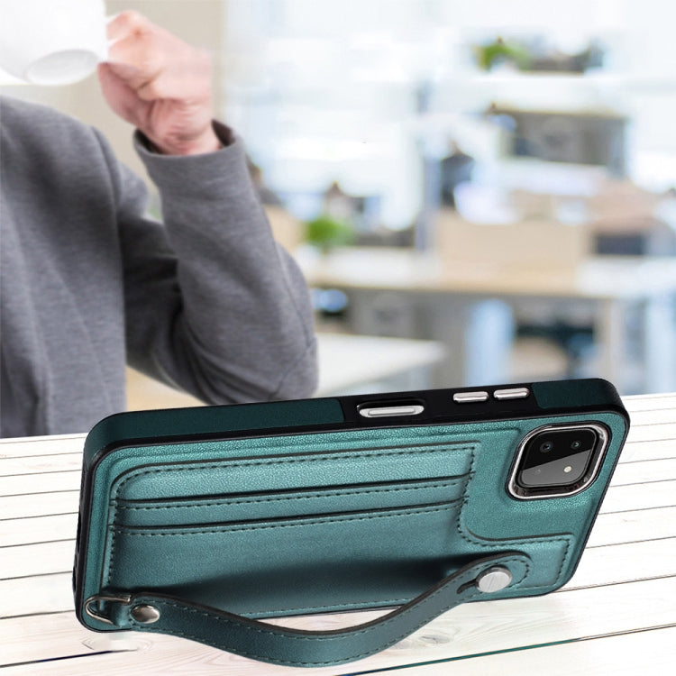 Shockproof Leather Phone Case with Wrist Strap, For Samsung Galaxy A22 5G, For Samsung Galaxy S21 FE 5G, For Samsung Galaxy A32 4G, For Samsung Galaxy A72 4G / A72 5G, For Samsung Galaxy A52 4G / A52 5G, For Samsung Galaxy A12 4G / M12                 ...