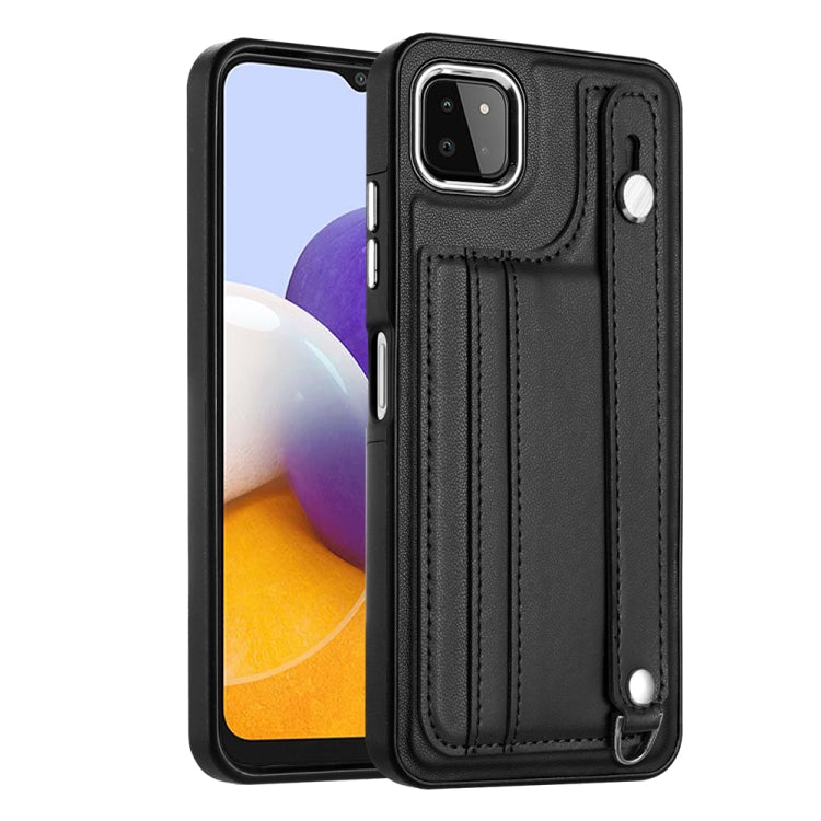 Shockproof Leather Phone Case with Wrist Strap, For Samsung Galaxy A22 5G, For Samsung Galaxy S21 FE 5G, For Samsung Galaxy A32 4G, For Samsung Galaxy A72 4G / A72 5G, For Samsung Galaxy A52 4G / A52 5G, For Samsung Galaxy A12 4G / M12                 ...