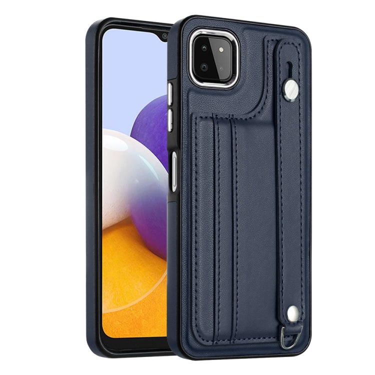 Shockproof Leather Phone Case with Wrist Strap, For Samsung Galaxy A22 5G, For Samsung Galaxy S21 FE 5G, For Samsung Galaxy A32 4G, For Samsung Galaxy A72 4G / A72 5G, For Samsung Galaxy A52 4G / A52 5G, For Samsung Galaxy A12 4G / M12                 ...