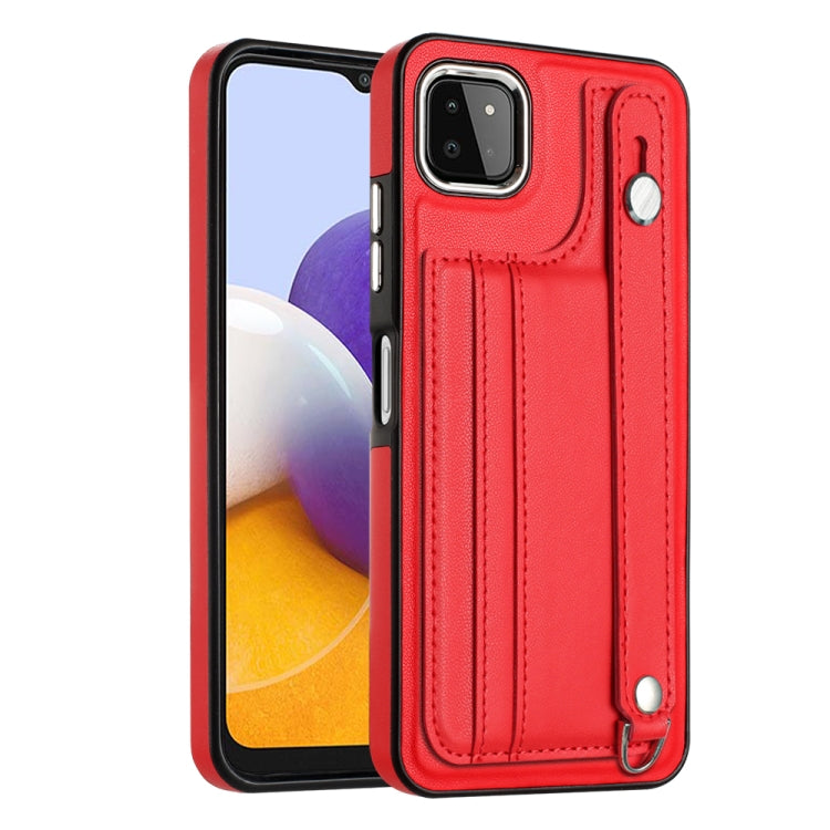 Shockproof Leather Phone Case with Wrist Strap, For Samsung Galaxy A22 5G, For Samsung Galaxy S21 FE 5G, For Samsung Galaxy A32 4G, For Samsung Galaxy A72 4G / A72 5G, For Samsung Galaxy A52 4G / A52 5G, For Samsung Galaxy A12 4G / M12                 ...