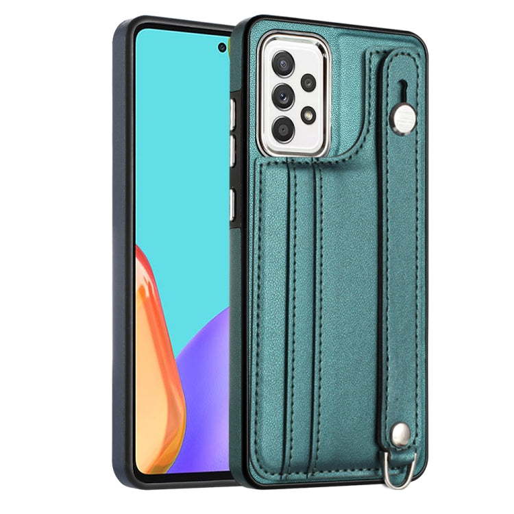 Shockproof Leather Phone Case with Wrist Strap, For Samsung Galaxy A22 5G, For Samsung Galaxy S21 FE 5G, For Samsung Galaxy A32 4G, For Samsung Galaxy A72 4G / A72 5G, For Samsung Galaxy A52 4G / A52 5G, For Samsung Galaxy A12 4G / M12                 ...