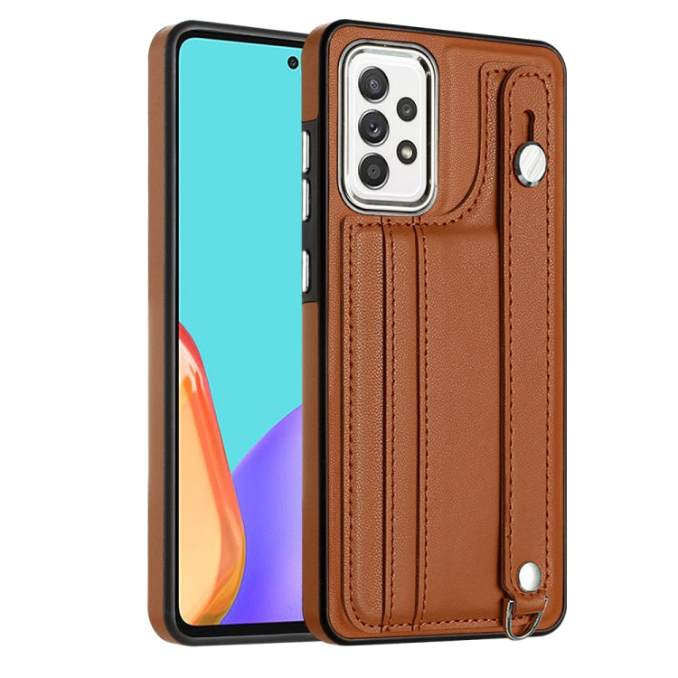 Shockproof Leather Phone Case with Wrist Strap, For Samsung Galaxy A22 5G, For Samsung Galaxy S21 FE 5G, For Samsung Galaxy A32 4G, For Samsung Galaxy A72 4G / A72 5G, For Samsung Galaxy A52 4G / A52 5G, For Samsung Galaxy A12 4G / M12                 ...