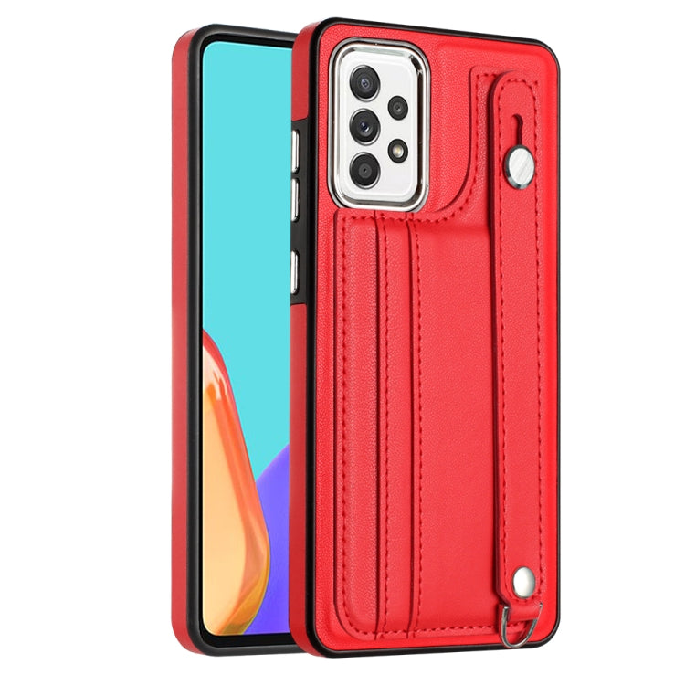 Shockproof Leather Phone Case with Wrist Strap, For Samsung Galaxy A22 5G, For Samsung Galaxy S21 FE 5G, For Samsung Galaxy A32 4G, For Samsung Galaxy A72 4G / A72 5G, For Samsung Galaxy A52 4G / A52 5G, For Samsung Galaxy A12 4G / M12                 ...