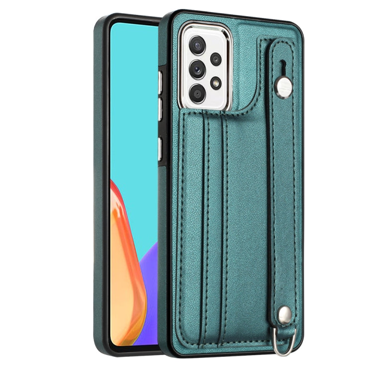 Shockproof Leather Phone Case with Wrist Strap, For Samsung Galaxy A22 5G, For Samsung Galaxy S21 FE 5G, For Samsung Galaxy A32 4G, For Samsung Galaxy A72 4G / A72 5G, For Samsung Galaxy A52 4G / A52 5G, For Samsung Galaxy A12 4G / M12                 ...