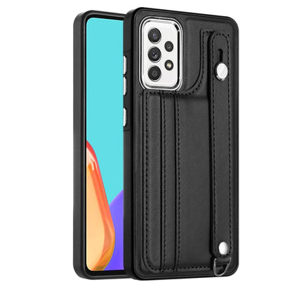 Shockproof Leather Phone Case with Wrist Strap, For Samsung Galaxy A22 5G, For Samsung Galaxy S21 FE 5G, For Samsung Galaxy A32 4G, For Samsung Galaxy A72 4G / A72 5G, For Samsung Galaxy A52 4G / A52 5G, For Samsung Galaxy A12 4G / M12                 ...