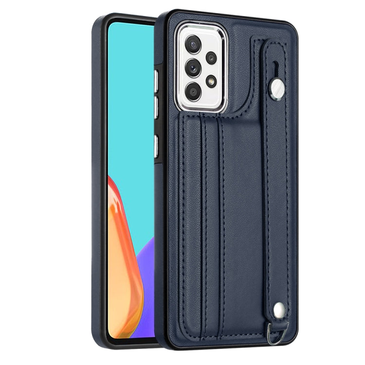 Shockproof Leather Phone Case with Wrist Strap, For Samsung Galaxy A22 5G, For Samsung Galaxy S21 FE 5G, For Samsung Galaxy A32 4G, For Samsung Galaxy A72 4G / A72 5G, For Samsung Galaxy A52 4G / A52 5G, For Samsung Galaxy A12 4G / M12                 ...