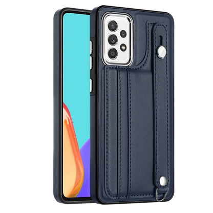 Shockproof Leather Phone Case with Wrist Strap, For Samsung Galaxy A22 5G, For Samsung Galaxy S21 FE 5G, For Samsung Galaxy A32 4G, For Samsung Galaxy A72 4G / A72 5G, For Samsung Galaxy A52 4G / A52 5G, For Samsung Galaxy A12 4G / M12                 ...